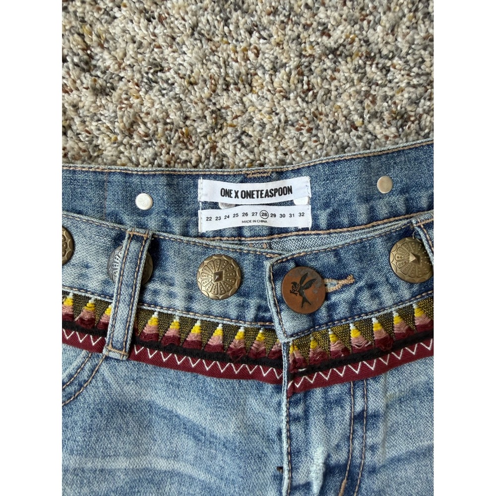 One Teaspoon Awesome Baggies Jeans Women's Sz 28 Distressed Low Waist Relaxed